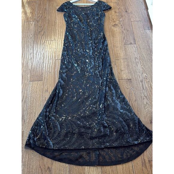Calvin Klein black sequin cap sleeve maxi dress size 6 - Picture 13 of 14